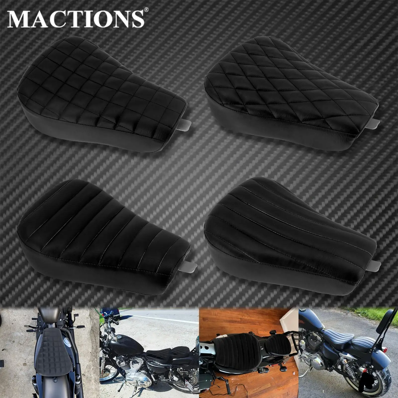 

Motorcycle Leather Driver Pillow Solo Seat Cushion Front Pillion Pad Black For Harley Sportster XL 48 1200X 10-15 72 1200V 12-15