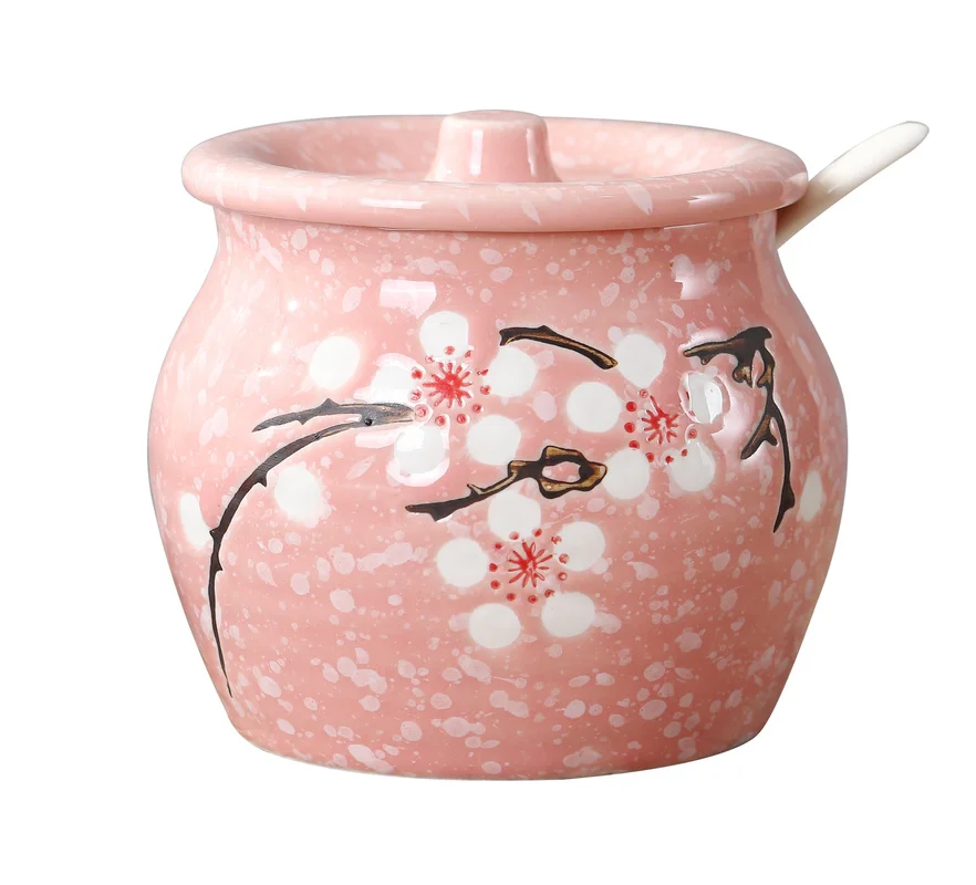 Керамическая солонка в японском стиле с ложкой