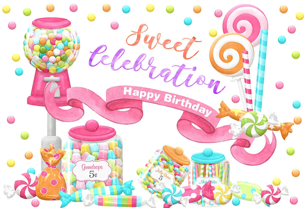 

Candy Theme Newborn Backdrop for Photography Baby Shower Birthday Party Photo Background for Children Backdrops Studio