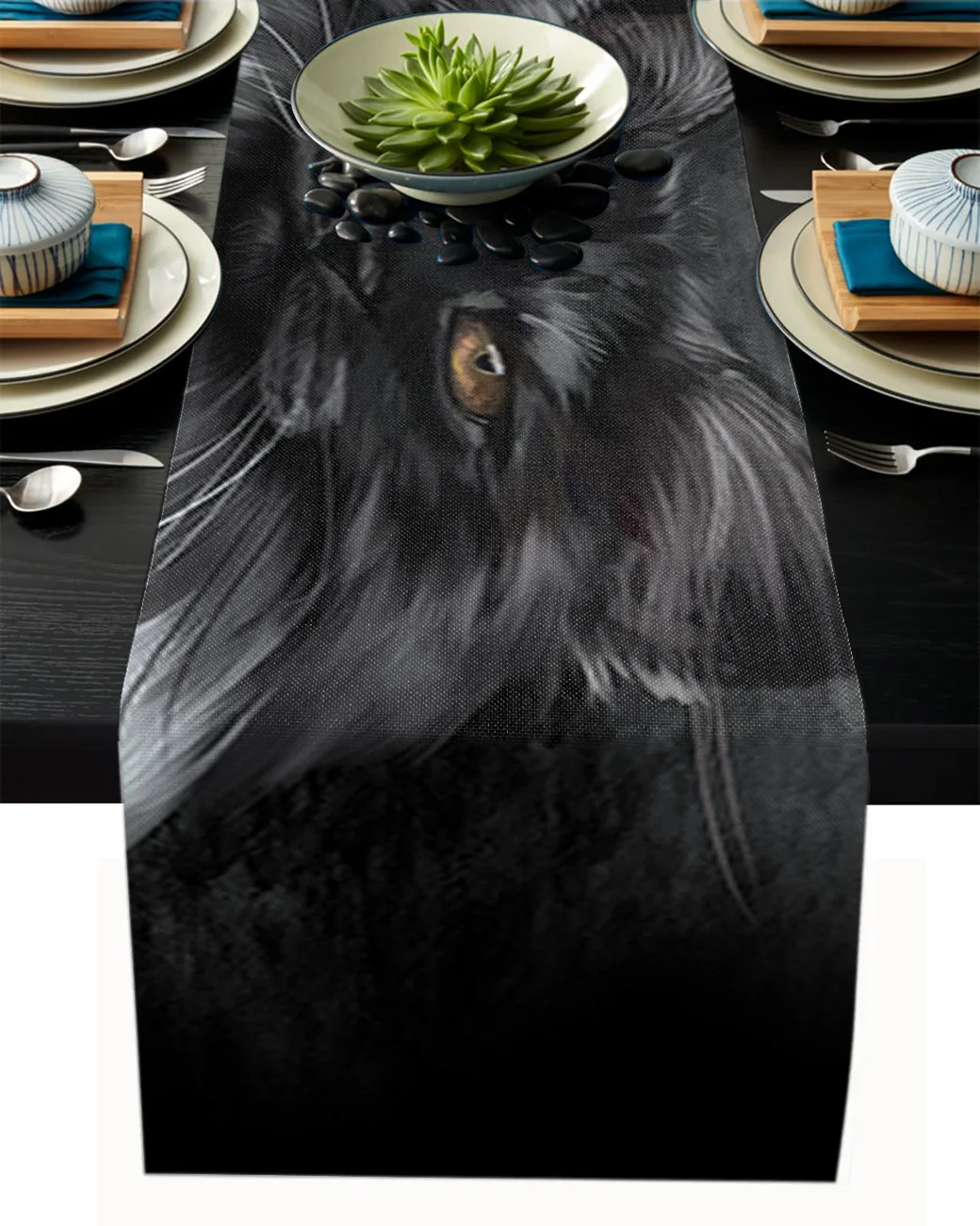 

Black Cat With Hair Mystery Table Runner Wedding Table Decoration Dinning Table Runners Placemat Christmas Decor Tablecloth