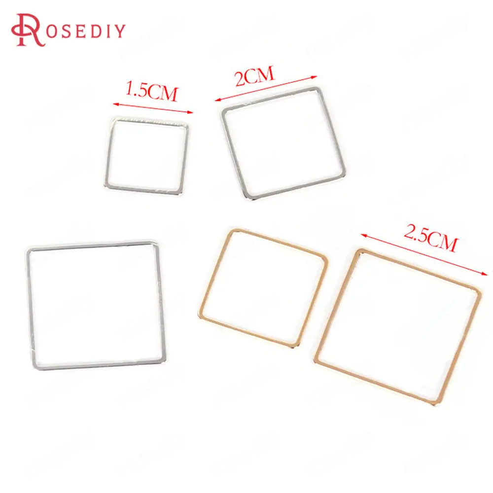 (F562)20 шт. 14 40 мм позолоченные латунные Квадратные Твердые закрытые кольца