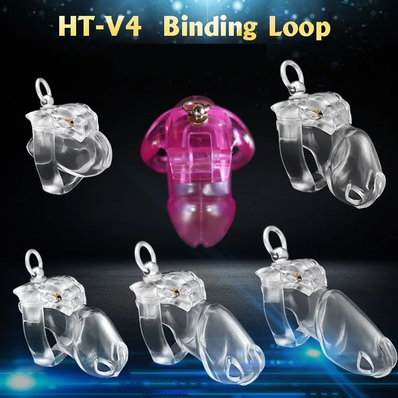 

2021 New HT-V4 Male Natural Resin Cock Cage With Binding Loop Ring Male Chastity Device Penis Bondage Fetish Adult Sex Toy A777