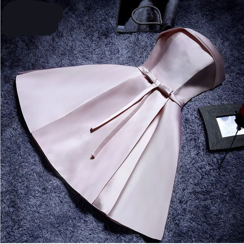 

Sweet Memory Short Twill Satin Bridesmaid Dresses Bride Lace up Wine Red Pink Chmapgane Wedding Party Dress C2324