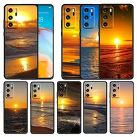 sunrise over the sea for huawei p50 p40 e p30 p20 p10 p9 p8 pro lite mini 5g soft tpu silicone black phone case cover