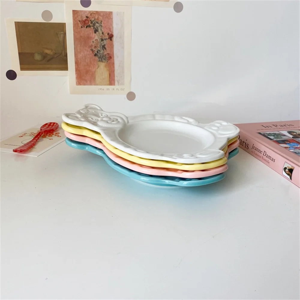 Чашки тарелки с мультяшным медведем симпатичные керамические обеденные блюда