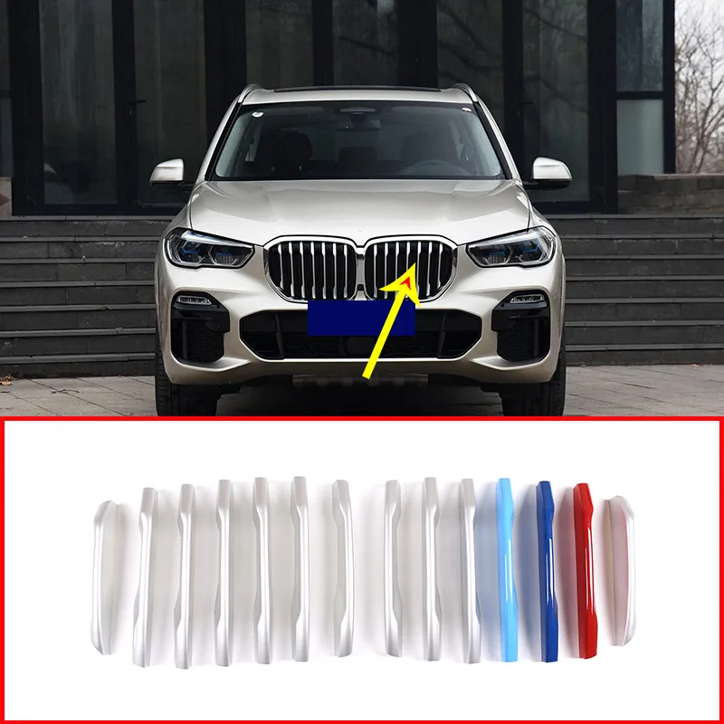 

14 шт. для BMW X5 G05 2019 ABS внешняя Передняя решетчатая полоса отделка Аксессуары Y