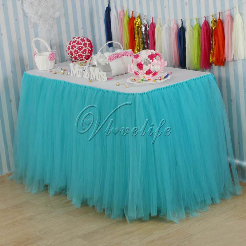 Бирюзовая фатиновая юбка пачка для стола вечерние юбки из тюля свадьбы дня