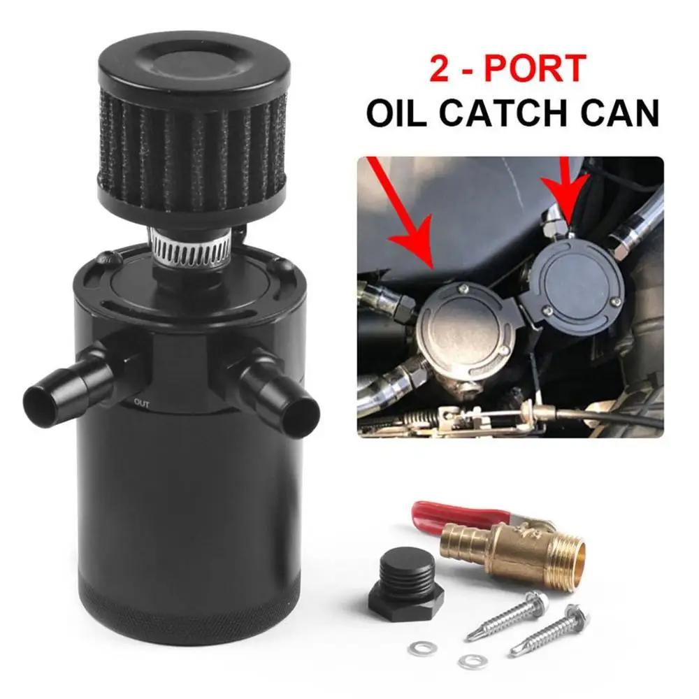 

Universal Two-holevoil Breathable Pot With Air Filter Valve Recovery Pot Exhaust Pipe Oil Pot Car Modified Accessories Durable