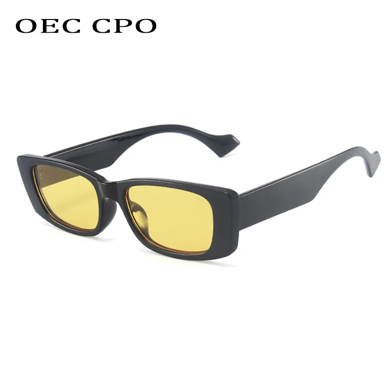 

OEC CPO Vintage Rectangle Sunglasses Women Retro Punk Square Sun Glasses Men Fashion Yellow Shades Eyewear UV400 Oculos O883