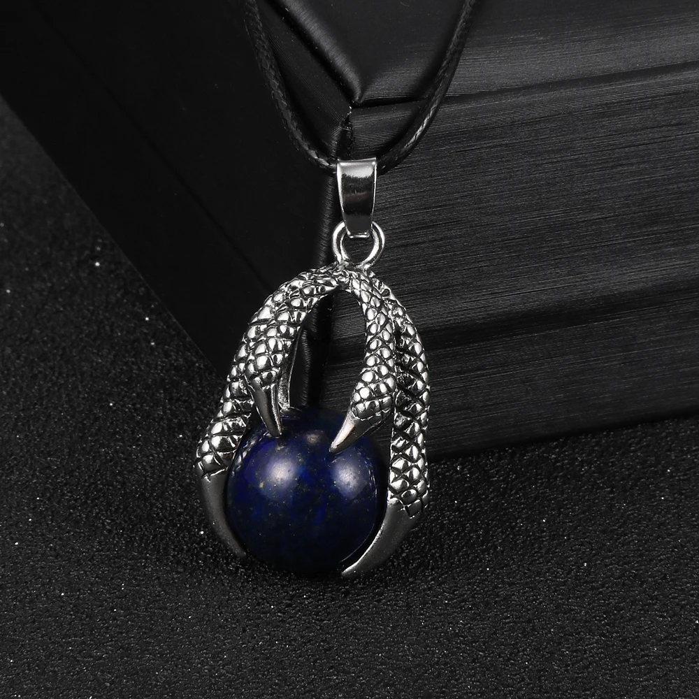 Мужской кулон в виде когтя дракон из натурального камня ожерелье с тигром и