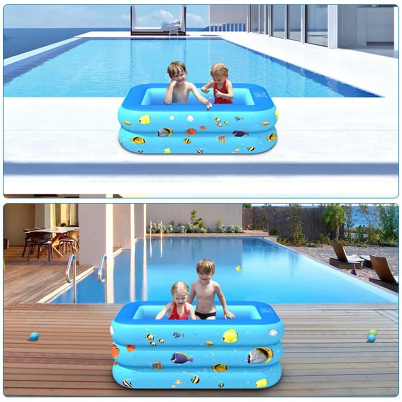 

130CM 3 Layers Children Inflatable Pool Bathing Tub Baby Kid Home Outdoor Large Swimming Pool Inflatable Square Swimming Pool
