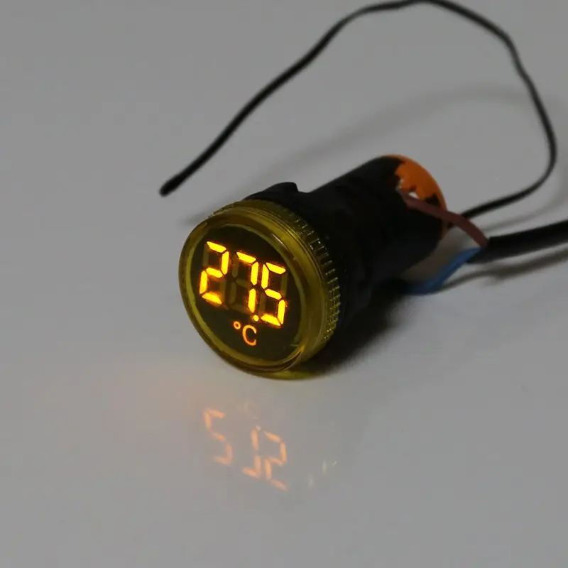 

22mm AC 50-380V Thermometer Indicator Light LED Digital Display Temperature Measuring Induction Ranging -20-119