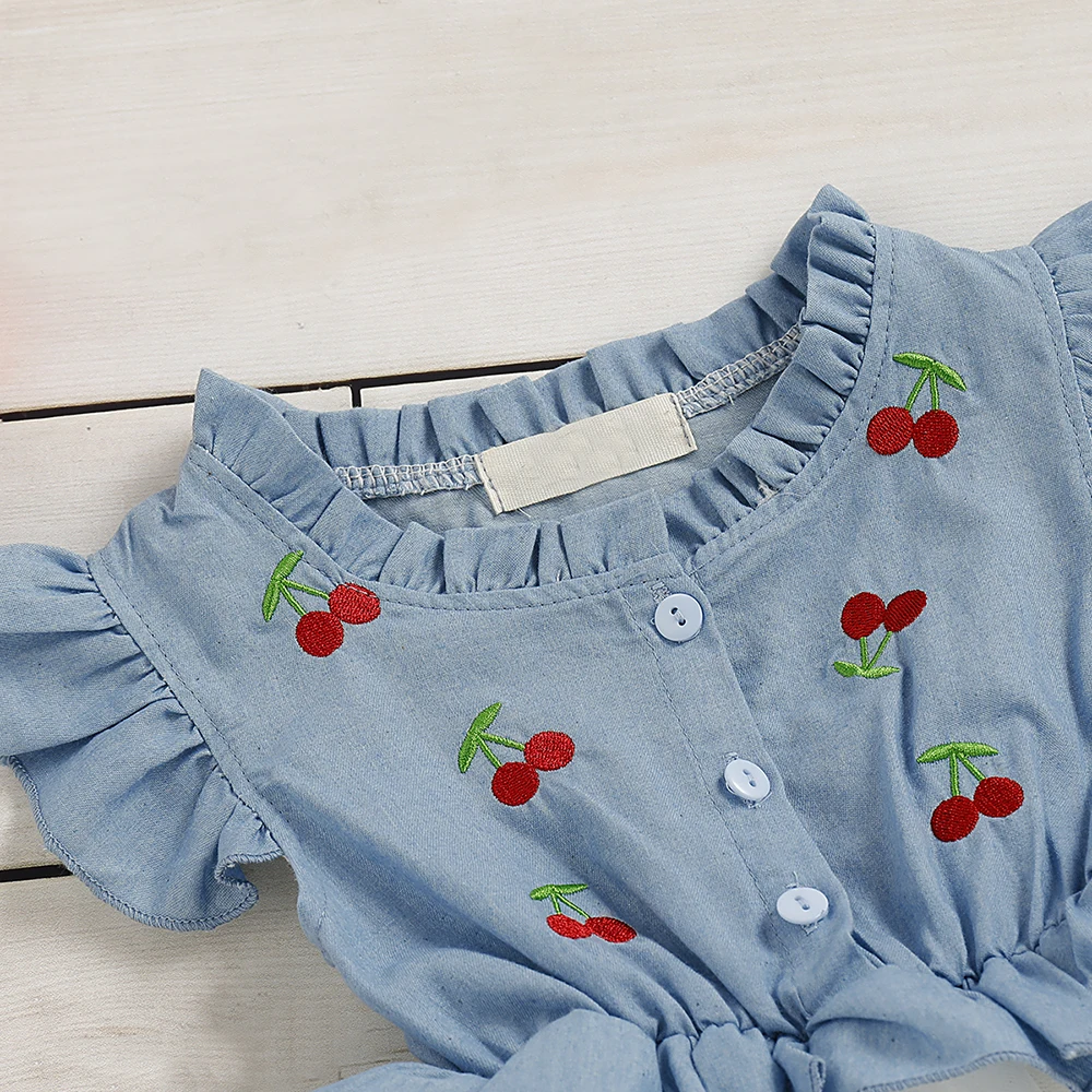 CYSINCOS 2020 летнее платье для девочек детское джинсовое Сетчатое лоскутное