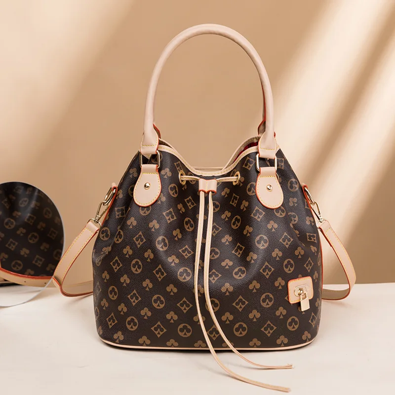 

New Trend Leather Bucket Bag Fashion All-match Crossbody Bags Women High-quality Handbag Brand Designer Drawstring Shoulder Bags