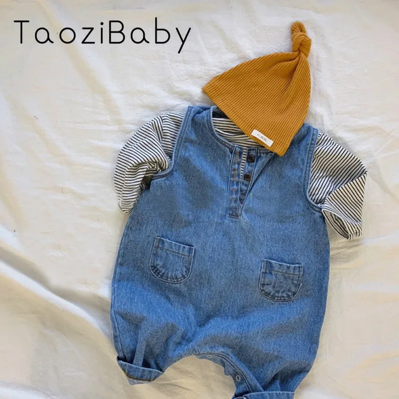 Корейский стиль Сезон весна-осень Ковбойские штаны с поясом для маленьких