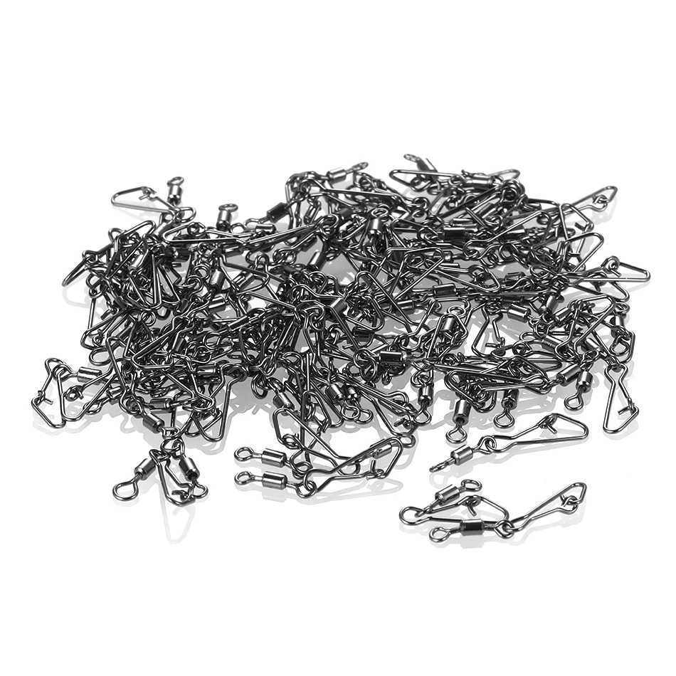 

50pcs Stainless Steel Fishing Connector Fast Clip Lock Snap Swivel Solid Rings Safety Snaps Fishing Hook Tool Snap Pesca