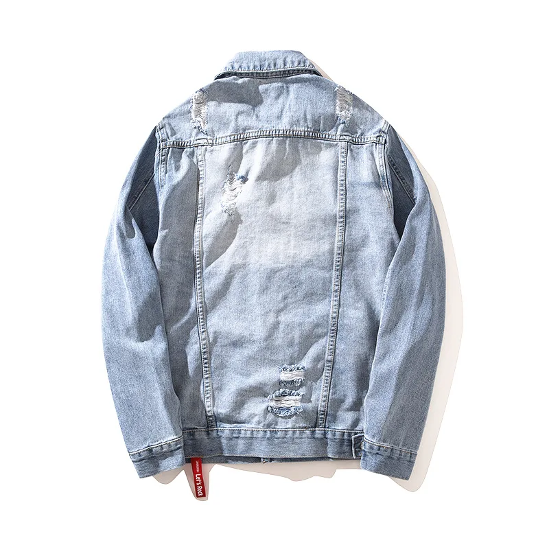 

2020 autumn new men's jacket fashion trend high street jeans hole print coat