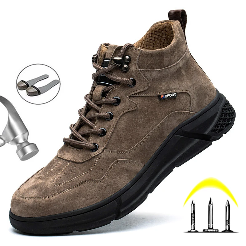 

Safety Work Shoes Men Safety Shoes Steel Toe Puncture-Proof Work Safety Boots Plush Warm Winter Shoes Men's Boots Indestructible