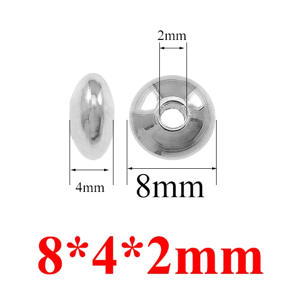 8x2mm 50 шт./лот, 4, 5, 6, 7, 8 мм Нержавеющая сталь разделитель, европейские бусы для самостоятельного изготовления ювелирных изделий бусины аксессуары для подвески Цепочки и ожерелья с браслетом - Цвет: 8x2mm