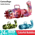 Пистолет для мыльных пузырей с 8 отверстиями, аппарат для мыльных пузырей, камуфляжная крутая игрушка для мыльных пузырей 2 в 1, электрический аппарат для пузырей для детей