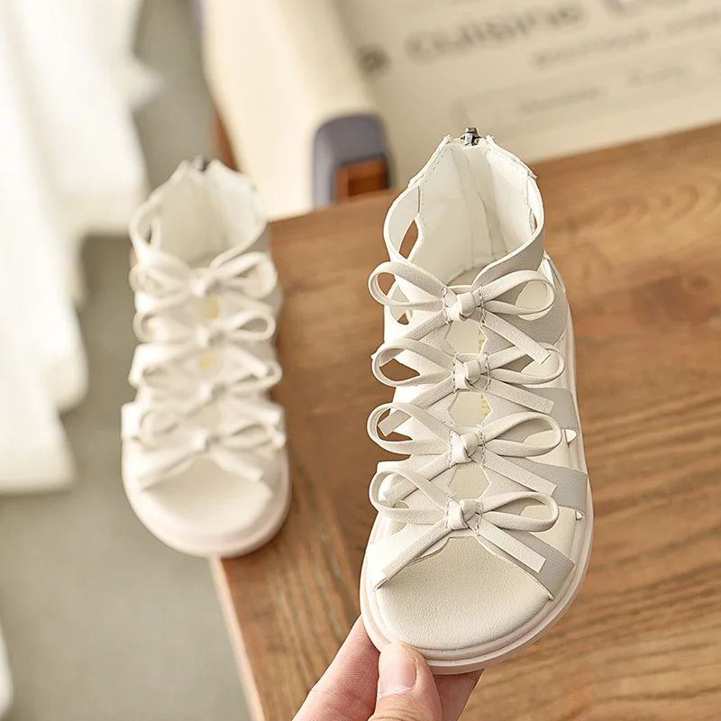 

Girls Sweet Summer Shoes Anti-Slippery Fashion Kids Bow Sequined Footwear Cute Single Shoes Children Cross-Strap Sandals Shoes