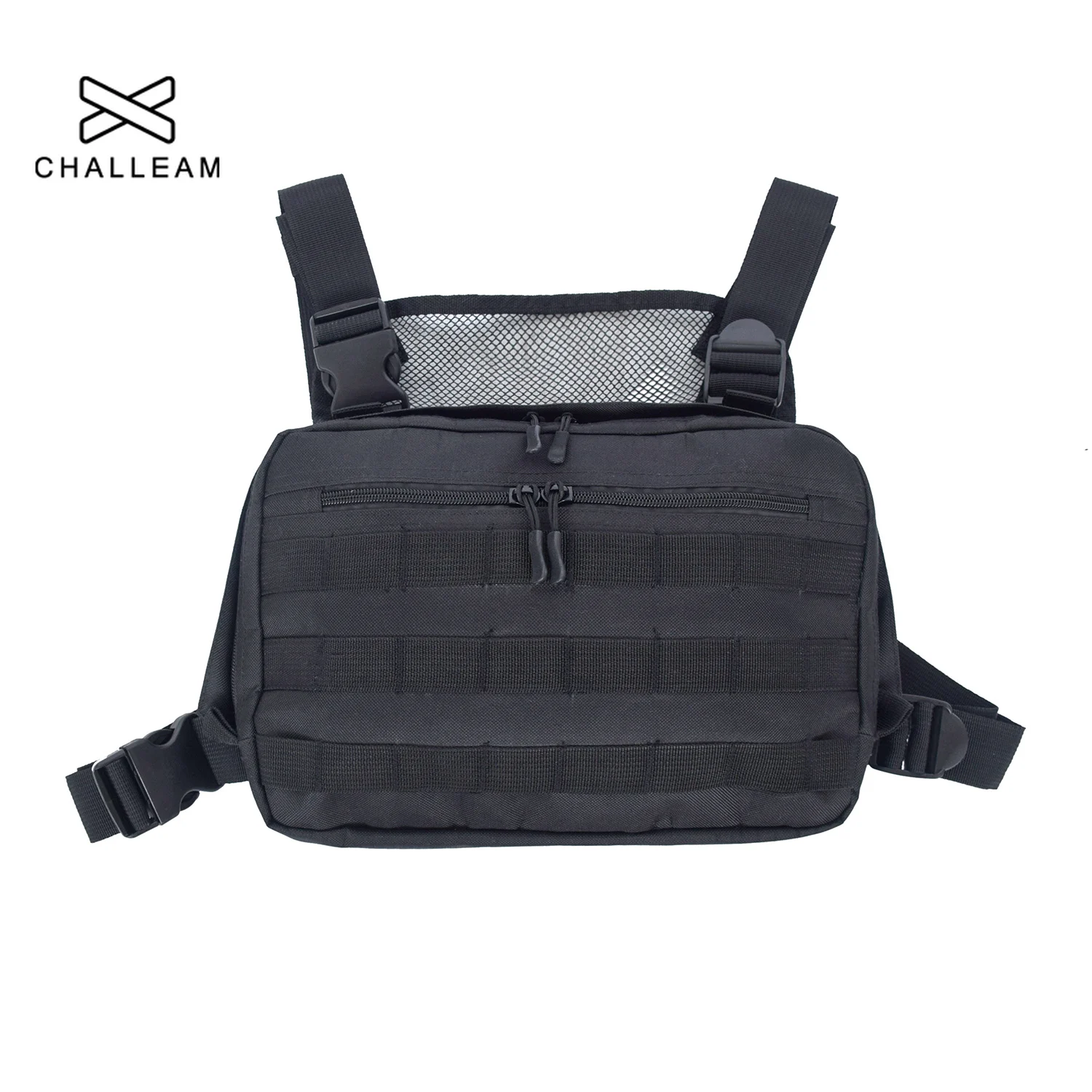 Черная Мужская нагрудная сумка регулируемая тактическая в стиле хип-хоп уличная