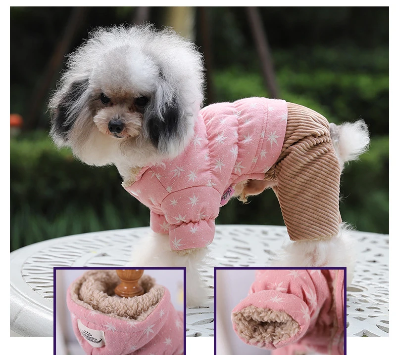 Autumn and Winter Newest Pet Dog Clothes Multi Colors Cute Thick Four-legged Clothes for Small Dog Winter Clothing for Pets
