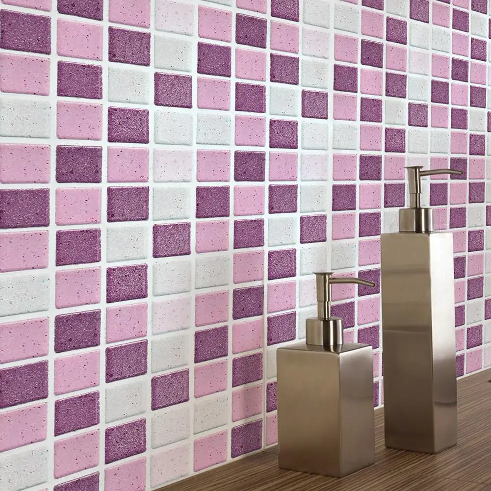 18Pcs Anti-oil Pink Mosaic Self Adhesive Tile Wall Sticker for Kitchen Bathroom Decor | Дом и сад