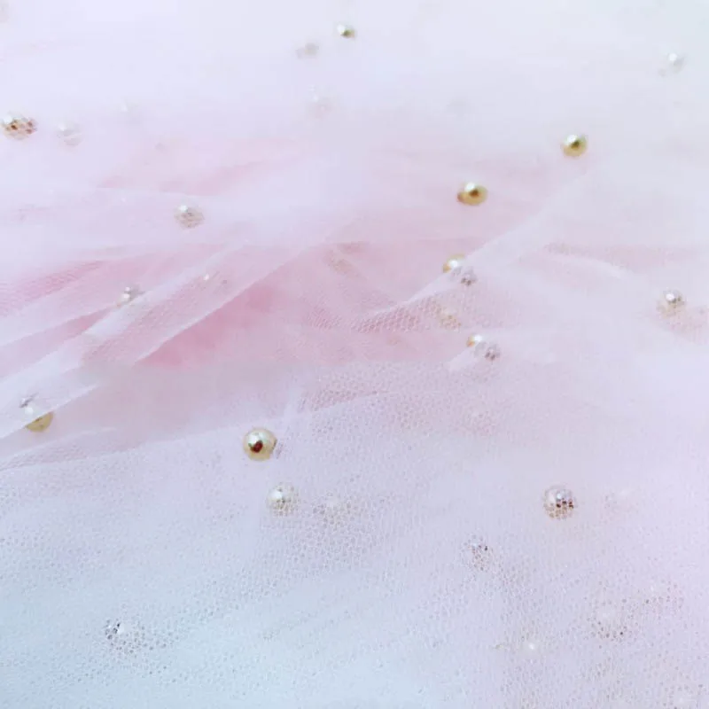Pink 150 см* 100 см/шт. Красивая жемчужная Тюлевая ткань, практическая одежда, материал для украшения вуали, ручная работа, сетчатая ткань для шитья, принадлежности - Цвет: Pink