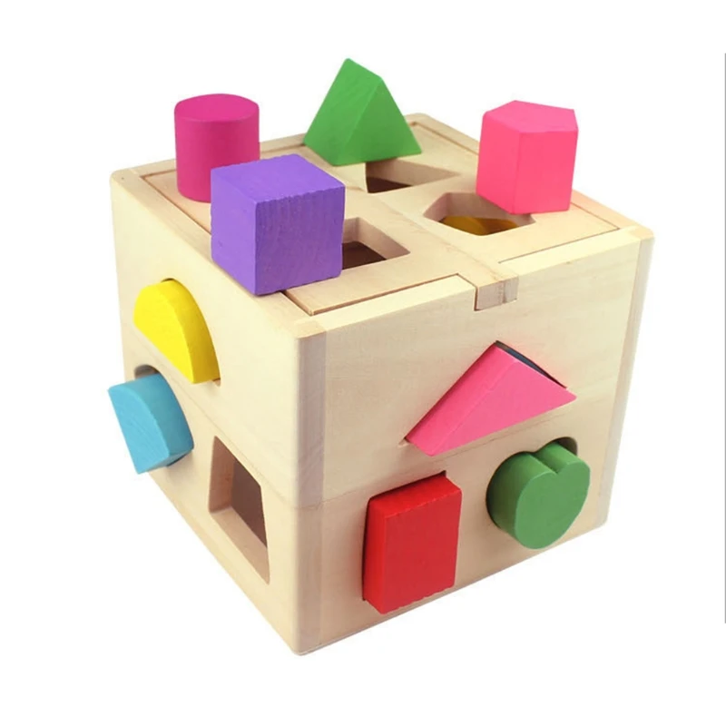 40JC Wooden cube toy puzzle baby plug-in box wooden train motor skills learning to promote shape recognition and | Игрушки и хобби
