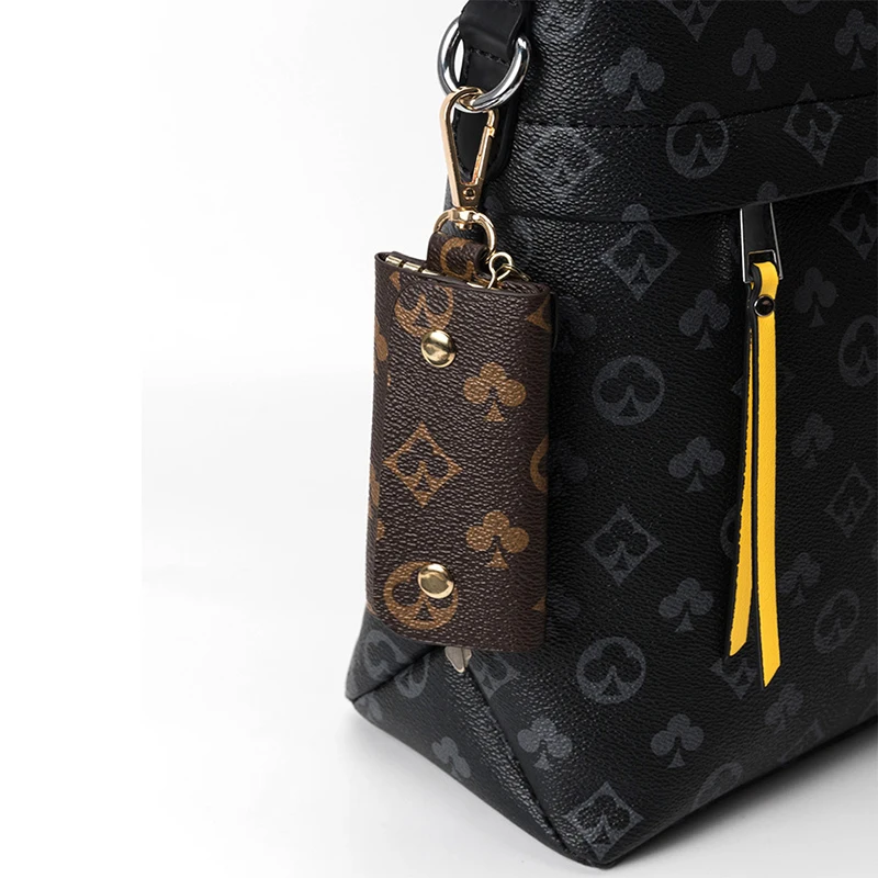 

Mjzkxqz New Fashion Printing Multifunctional Waist Keychain Compact And Simple Key Case Mini Pendant Bag Leather Key Clip