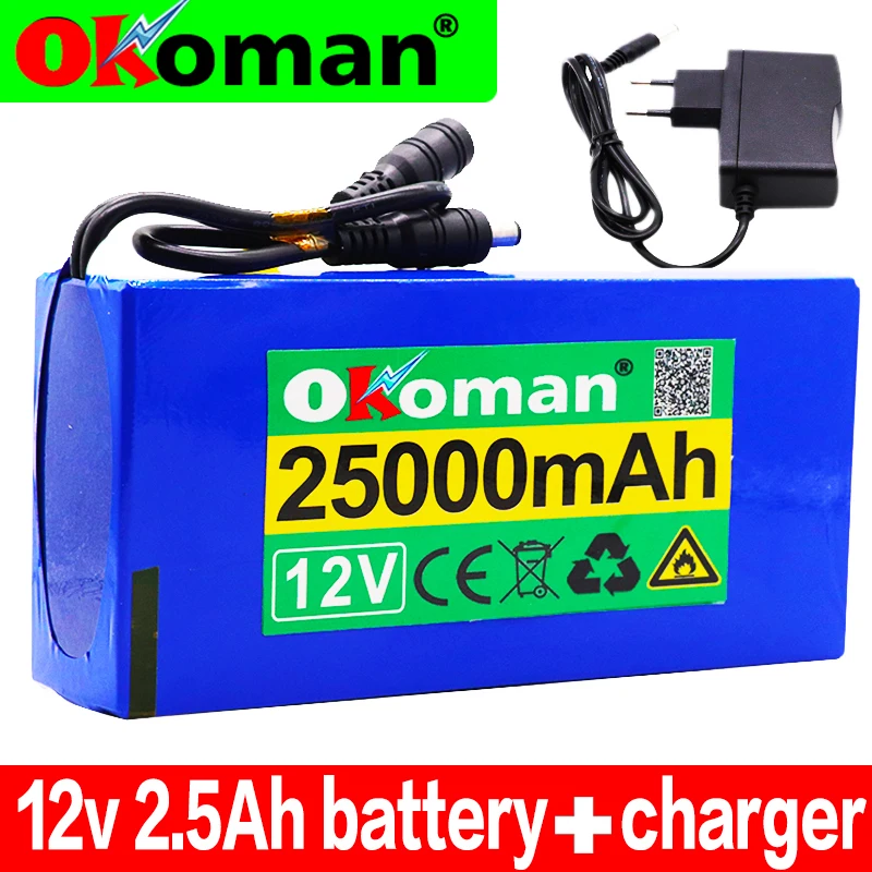 100% 12v 25000mAh литий-ионный аккумулятор высокой емкости 12 6 v 25Ah AC зарядное устройство