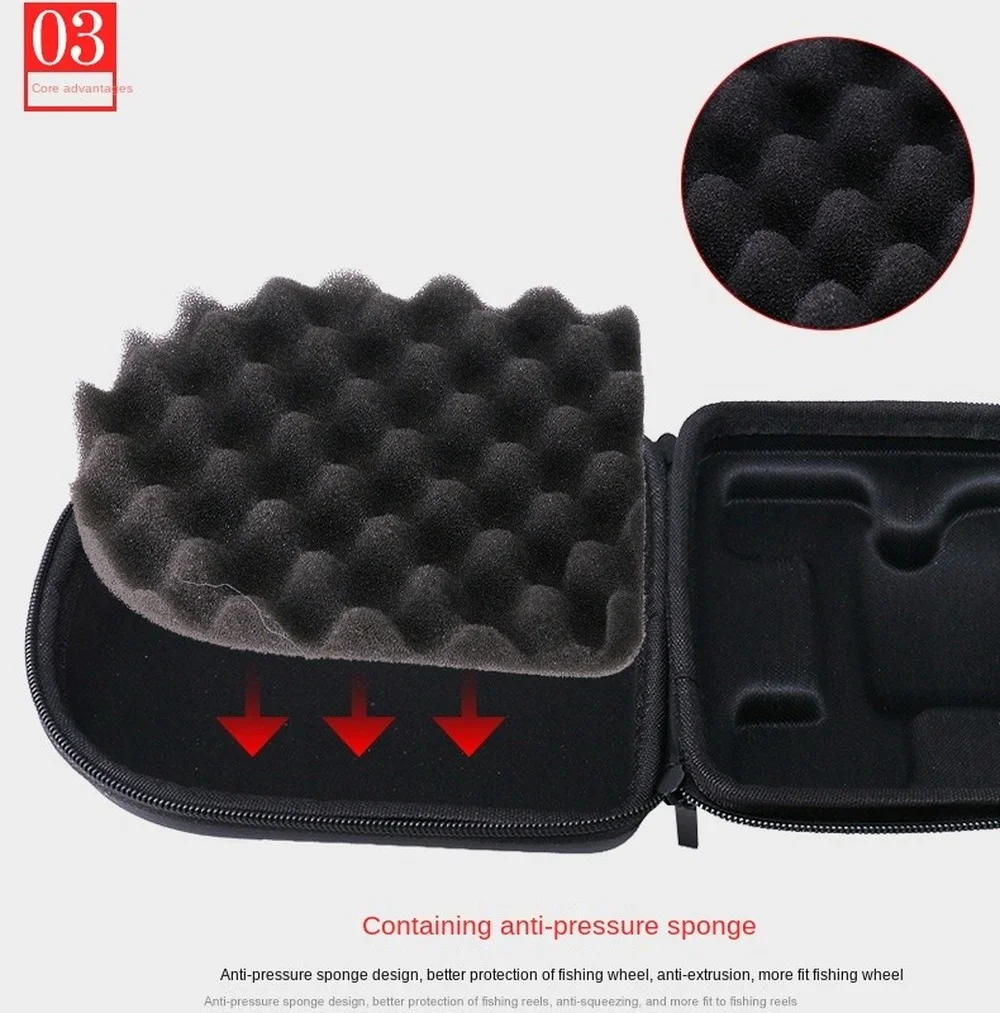 

1pcs Fish Reel Bag Leather Hard Shell Package Sponge Fish Wheel Tool Box Shockproof Waterpro of Fishing Bag