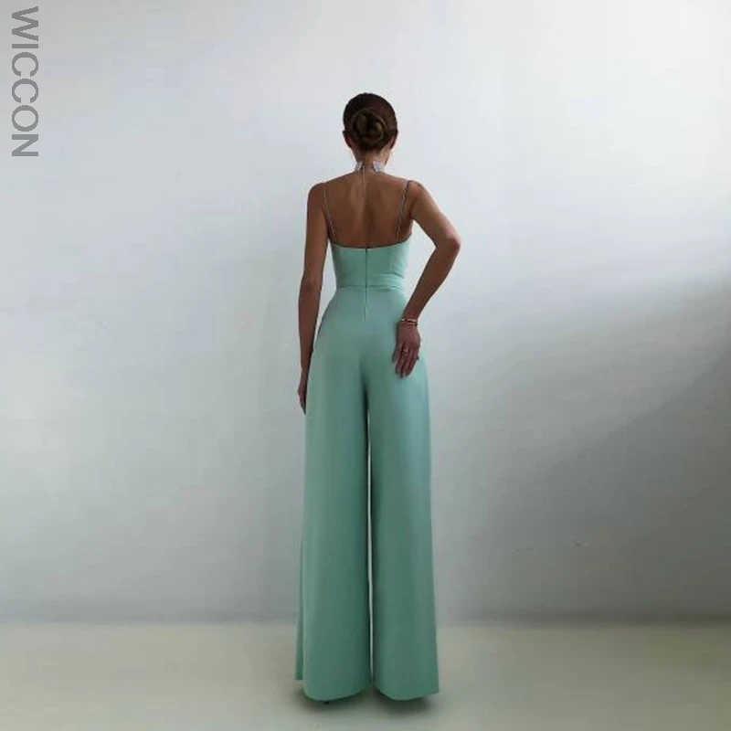 

Solid Color Casual Spaghettic Strap Jumpsuits Women Slim Sleeveless Backless Romper Dropshipping
