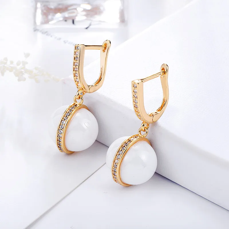 Роскошные керамические серьги в форме шара черные белые золотистые серебристые