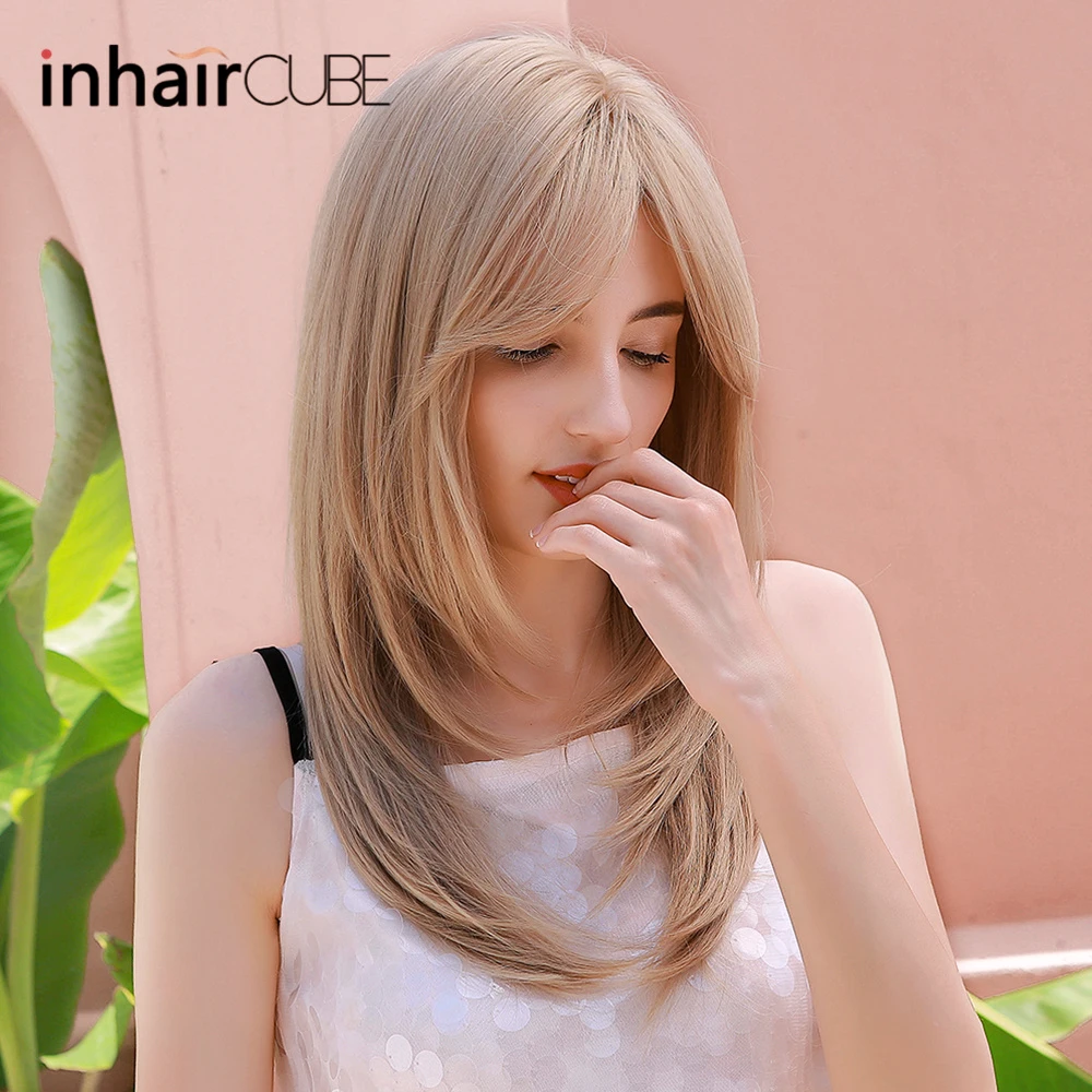 Inhaircube Длинные Ombre коричневые медовые светлые прямые волосы парик синтетические