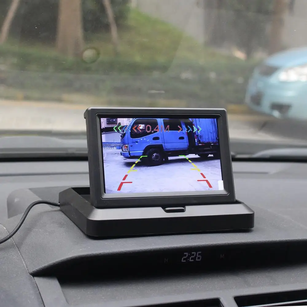 DIYKIT 5 Inch Foldable Car Monitor Rear View Video Parking Radar Sensor 2 in 1 Camera System | Автомобили и мотоциклы