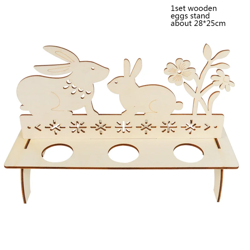 1set wooden stand Наволочка на подушку с пасхальным Кроликом, яйцами, пасхальными, шоколадными яйцами, курицей, пасхальными украшениями для дома, вечерние украшения, подарок - Цвет: 1set wooden stand