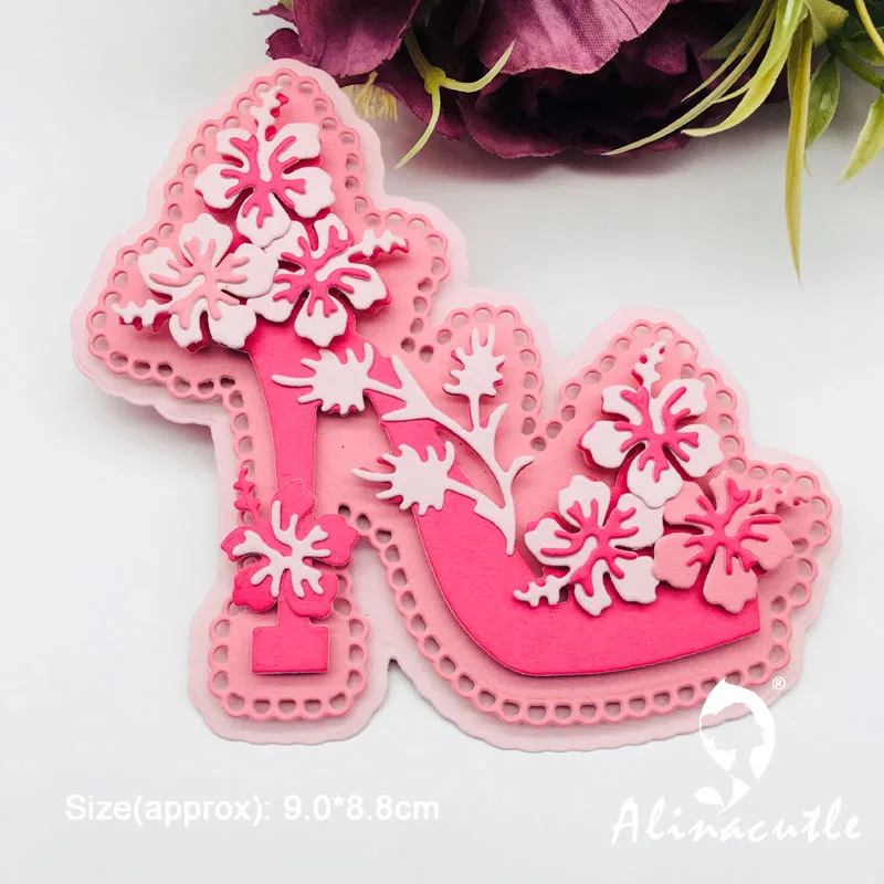 Металлическая высекальная Цветочная обувь на высоком каблуке Скрапбукинг