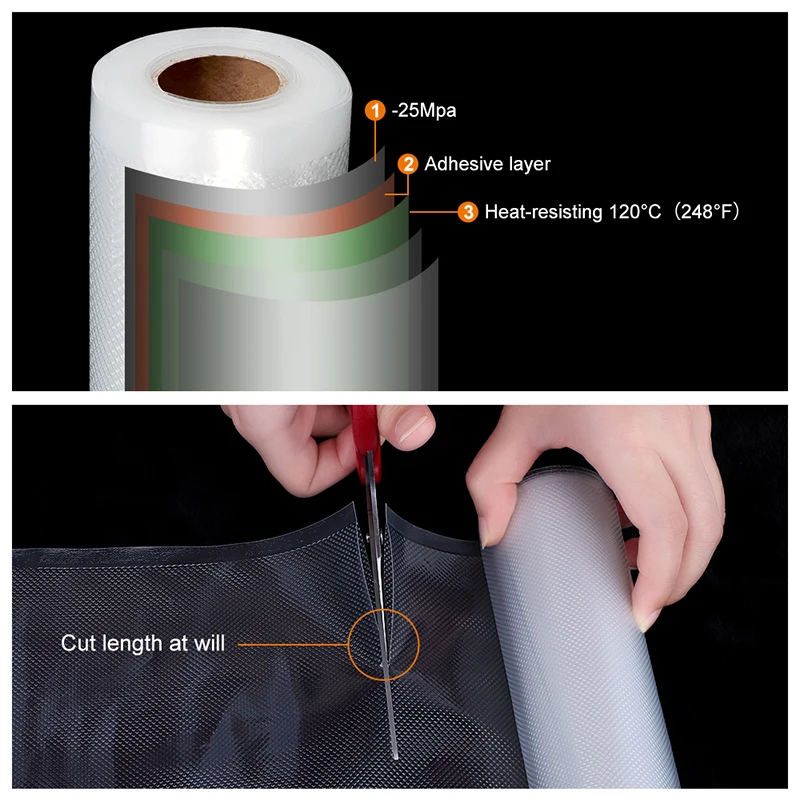 Лучший рулонный вакуумный упаковщик сумка для хранения продуктов 12 15 20 25x500 см