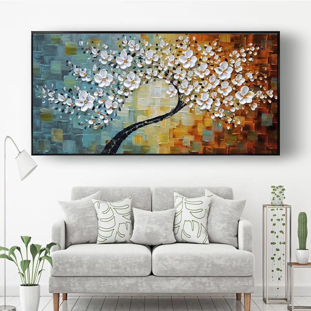 

100% HandPainted 3D art Knife Painting Abstract Flower Oil Painting On Canvas Art Wall Decor Pictures For Living Room Home Decor