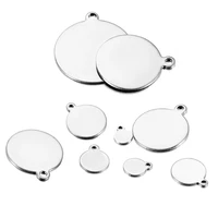 20pcs stainless steel charms dog tag round blank disc metal pendant necklace for jewelry making findings accessories