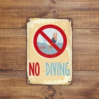 no diving sign swimming pool sign style sign swimming pool pond warning sign attention sign no swimming sign retro metal sign