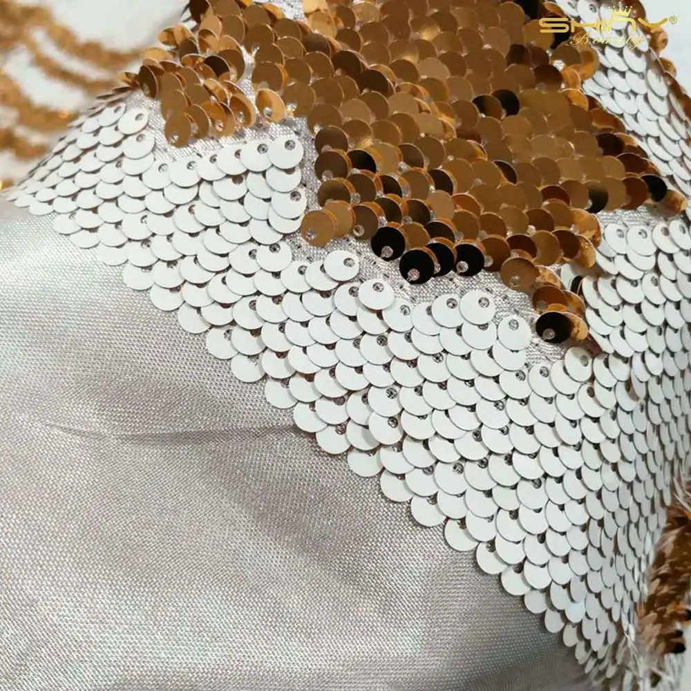 Блесток ткань белый 1 ярд розовое золото сменная пайетками ткани на дворе Glitz фон