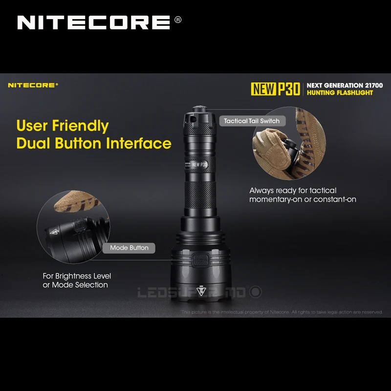 Новое поколение Nitecore Новый P30 CREE XP L HI V3 светодиодный 1000 люмен 21700 охотничий