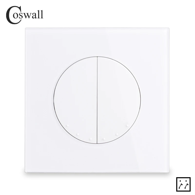 Переключатель света Coswall стеклянная панель 2 клавиши 3 направления перекрестный