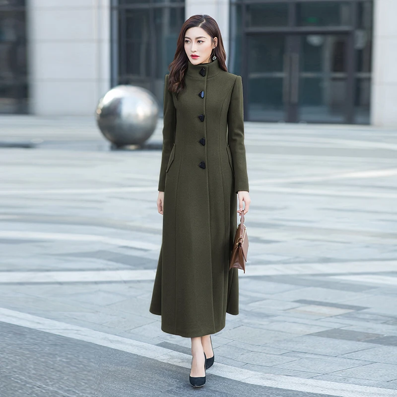 army green Fashion Mandarin Collar Single Breasted Slim Winter Coat Women Plus Size XXXL Long Seelve OverCoat Female Outwear For Girls - Цвет: army green