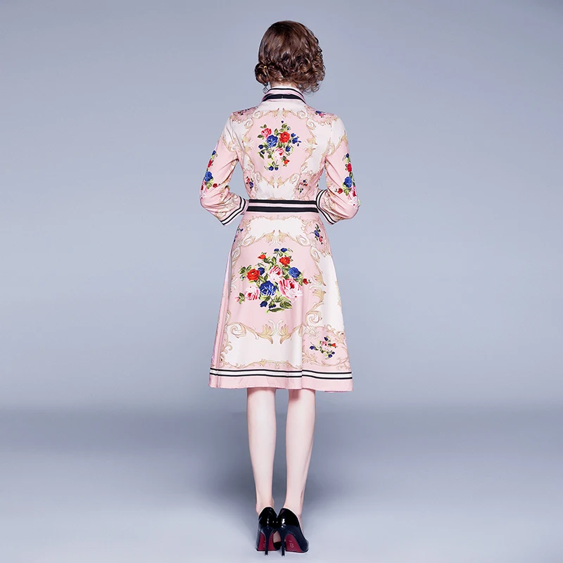 

Banulin 2020 New Fashion Runway Summer Dress Women's Short Sleeve Bow Flower Print Casual Elegant A Line Dress vestidos