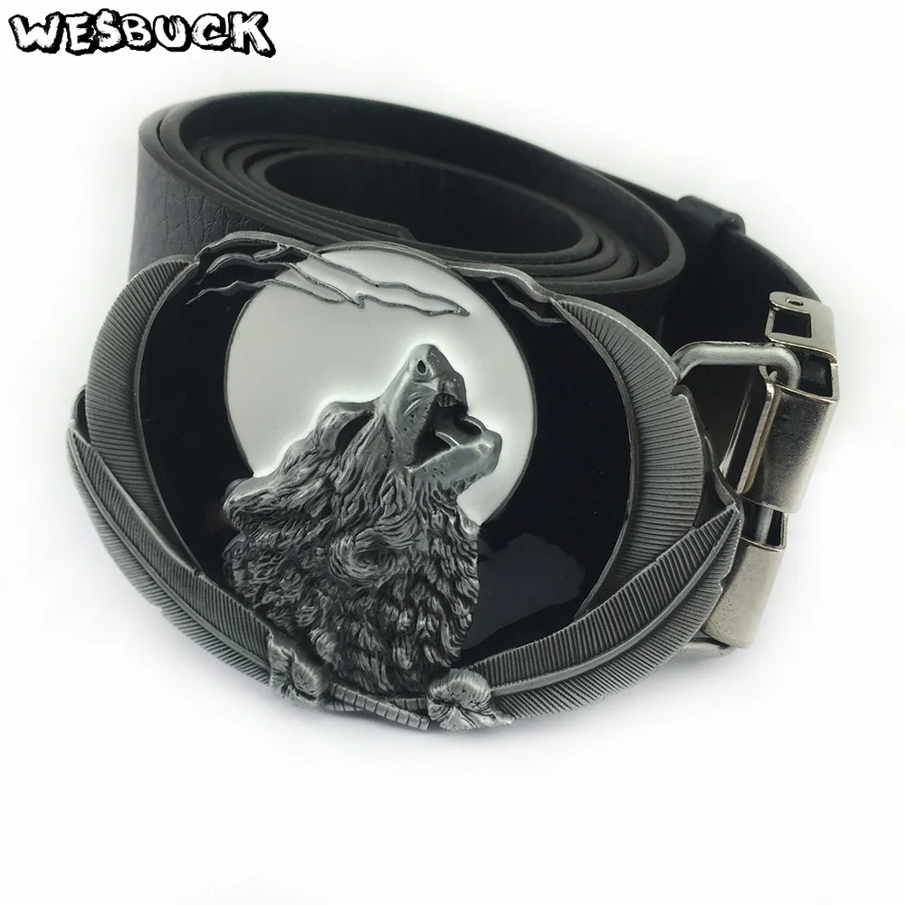 

5 PCS MOQ WesBuck Brand High quality 3D Roar Wolf Cowboy Metal Belt Buckle Fashion Animal Buckles For 4cm Wide Belt