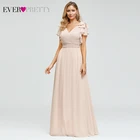 Женское вечернее платье Ever Pretty, темно-синее длинное шифоновое платье-трапеция с V-образным вырезом, свадебное платье для вечеринок, 2021, элегантные платья для вечеринки